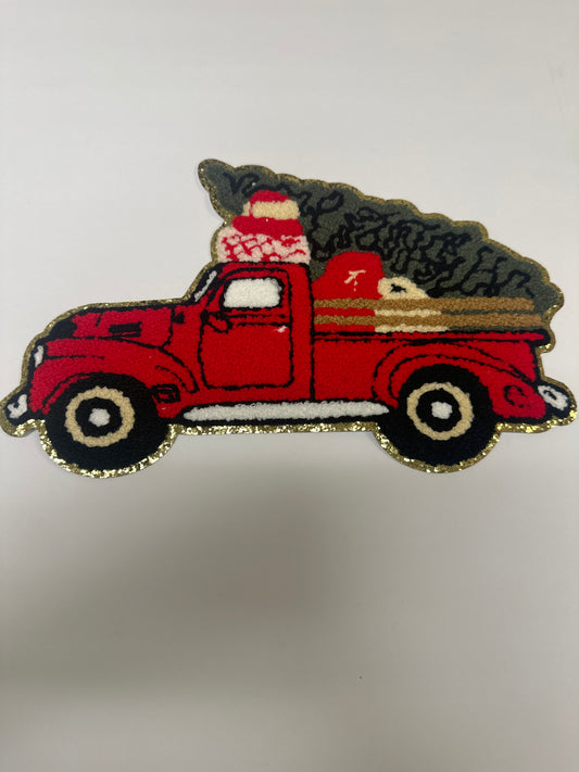 Christmas truck iron on patch